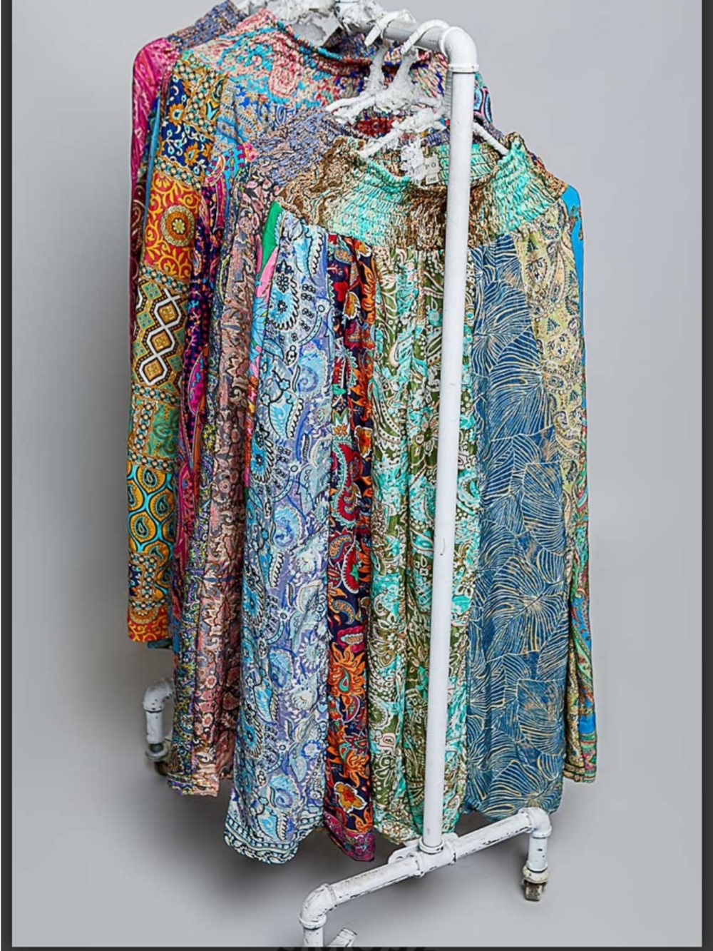 627. Assorted print wide leg smocked waist boho pant - Picture 5 of 13